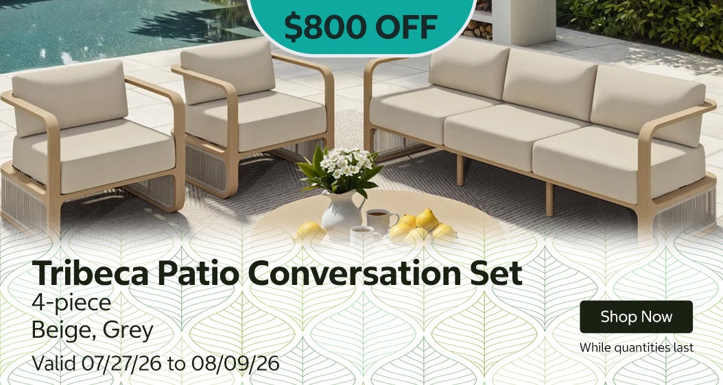 Tribeca Patio Conversation Set 4-piece Beige, Grey  $800 OFF Valid 07/27/26 to 08/09/26  Shop Now  While quantities last