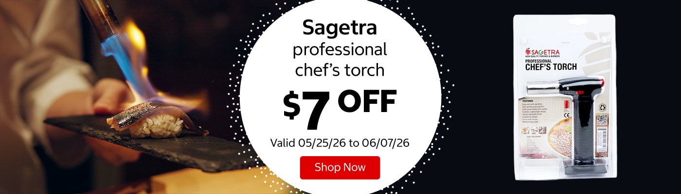 Sagetra professional chef’s torch $7 Off. Valid 05/25/26 to 06/07/26. Shop Now 