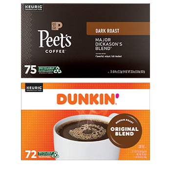 K-Cup® Pods Dunkin’ Donuts AND/OR Peet’s Coffee
