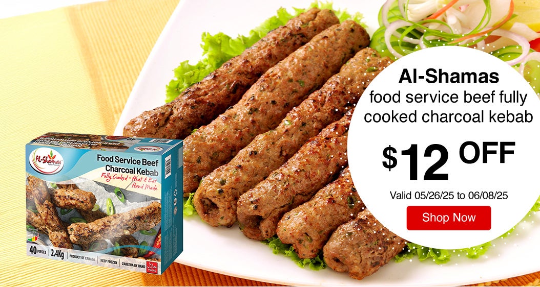 Al-Shamas food service beef fully cooked charcoal kebab $12 Off Valid 05/26/25 to 06/08/25 Shop Now