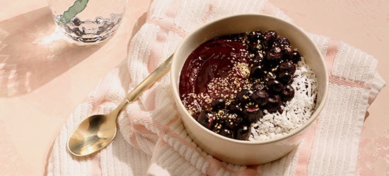 blueberries and bananas in a bowl