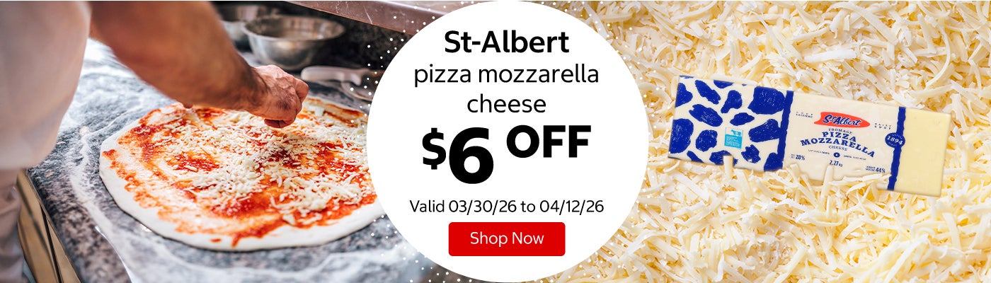 St-Albert pizza mozzarella cheese $6 Off. Valid 03/30/26 to 04/12/26. Shop Now 