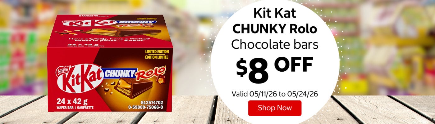 Kit Kat CHUNKY Rolo $8 Off. Valid 05/11/26 to 05/24/26. Shop Now 