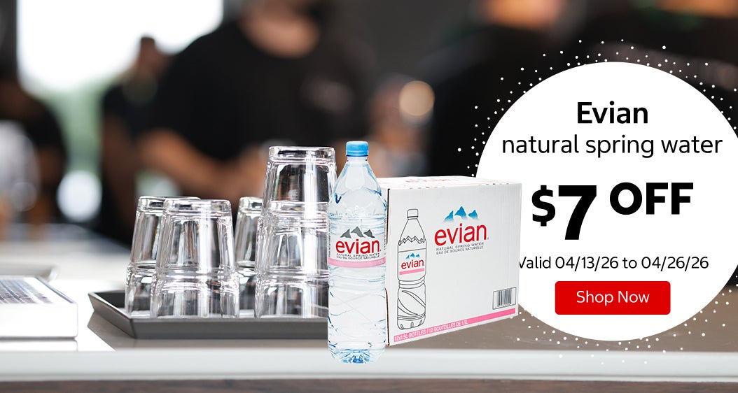 Evian natural spring water $7 Off. Valid 04/13/26 to 04/26/26. Shop Now 