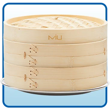 MIU 10” 2-Tier Bamboo Steamer Basket