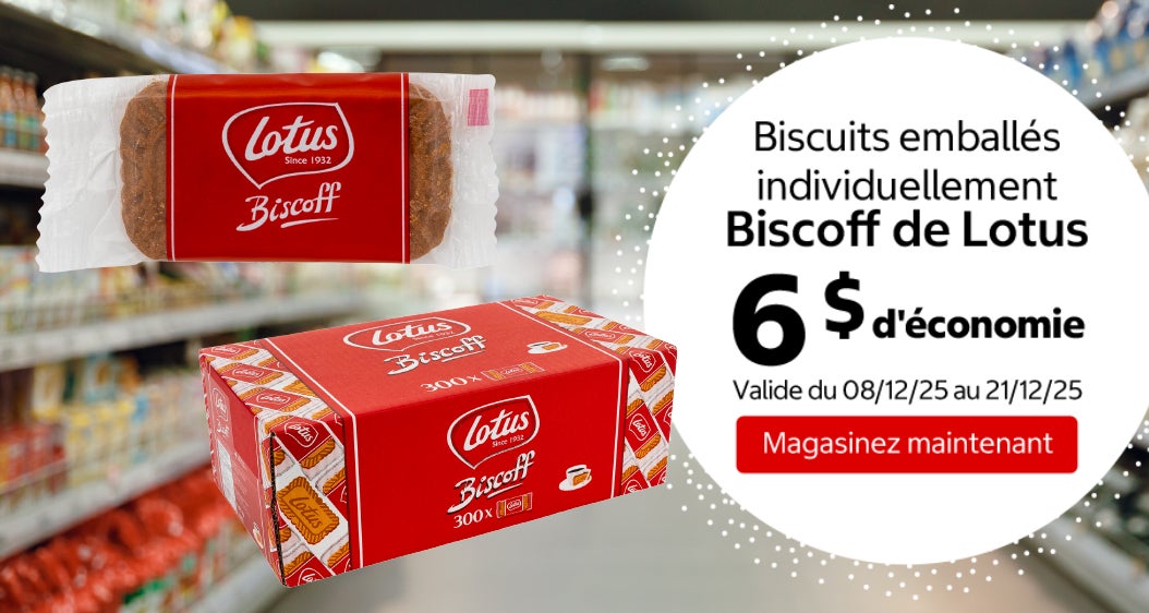 Biscuits emballés individuellement Biscoff de Lotus 6 $ d'économie. Valide du 08/12/25 au 21/12/25. Magasinez maintenant.
