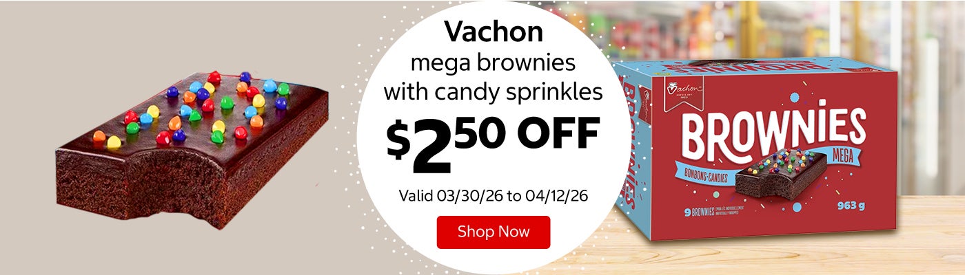 Vachon mega brownies with candy sprinkles $2.50 Off. Valid 03/30/26 to 04/12/26. Shop Now 