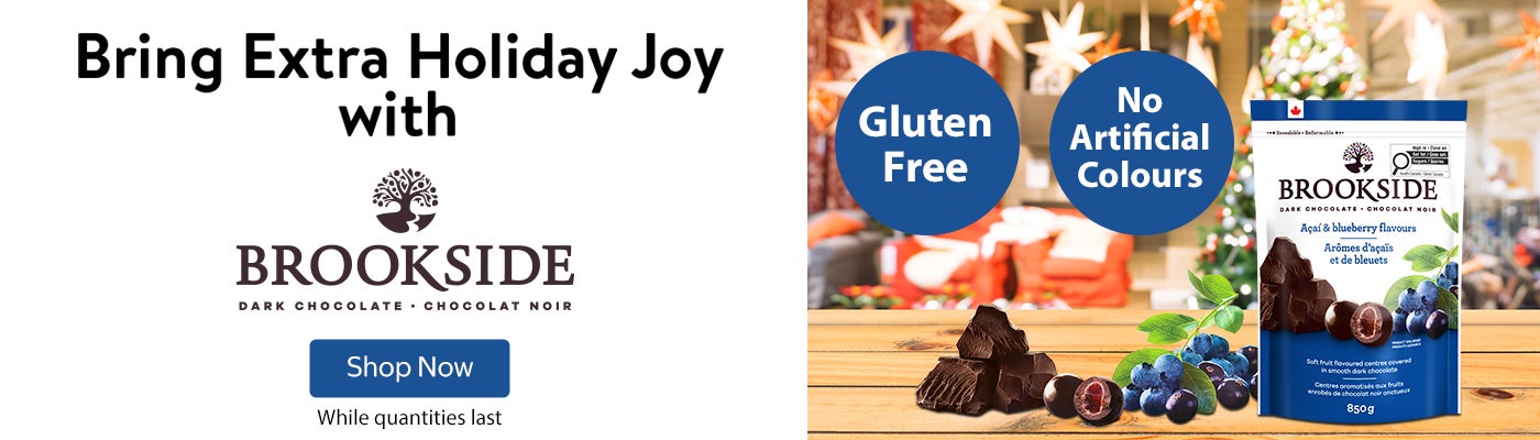 Bring Extra Holiday Joy with BROOKSIDE DARK CHOCOLATE . CHOCOLAT NOIR Gluten Free No Artificial Colours