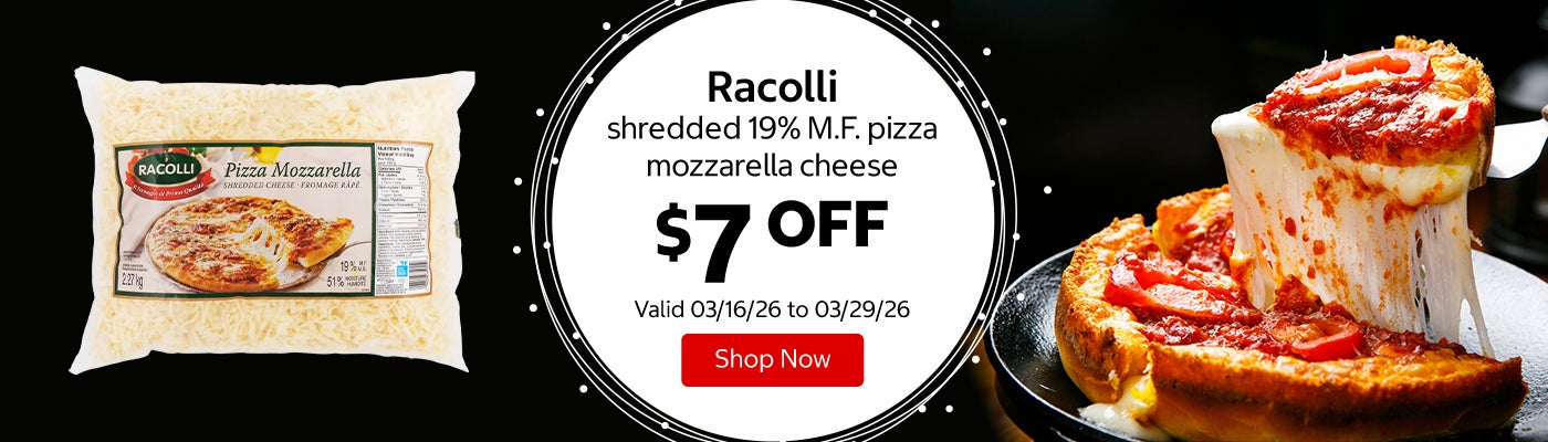 Racolli shredded 19% M.F. pizza mozzarella cheese $7 Off. Valid 03/16/26 to 03/29/26. Shop Now 