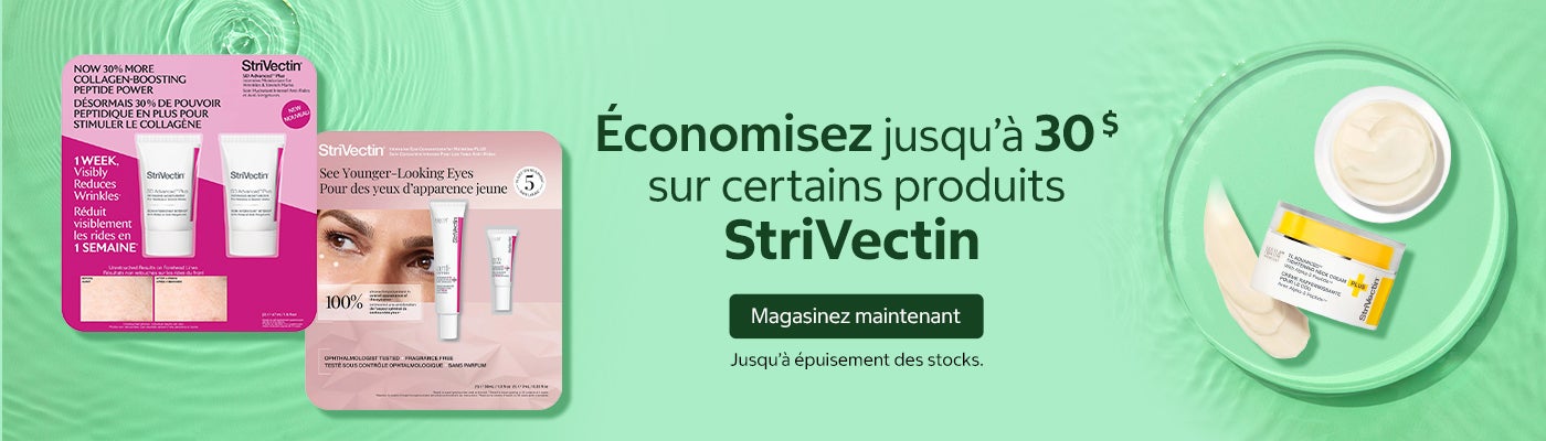 Économisez jusqu’à 30 $ sur certains produits StriVectin  Jusqu'à épuisement des stocks. Magasinez maintenant.