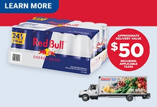NEXT DAY DELIVERY  1 FREE CASE OF RED BULL ENERGY DRINK Enter Promo code : FREEREDBULL with your first online delivery order* (On orders of $250 or more before tax)  Valid for orders placed from may 12 to July 6, 2025