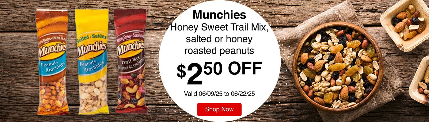 Munchies Honey Sweet Trail Mix, salted or honey roasted peanuts $2.50 Off Valid 06/09/25 to 06/22/25 Shop Now
