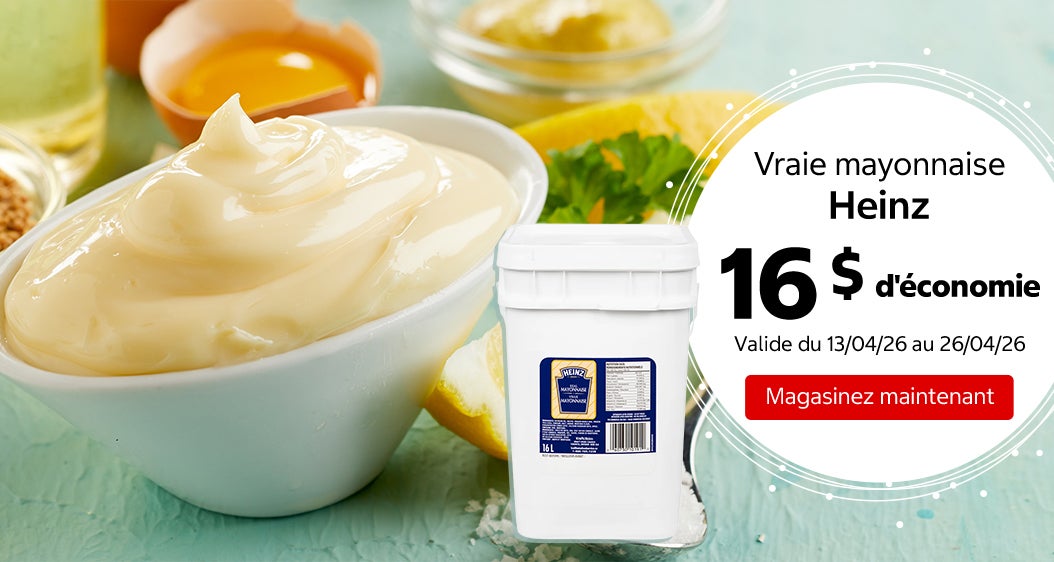 Vraie mayonnaise Heinz 16 $ d'économie. Valide du 13/04/26 au 26/04/26. Magasinez maintenant.