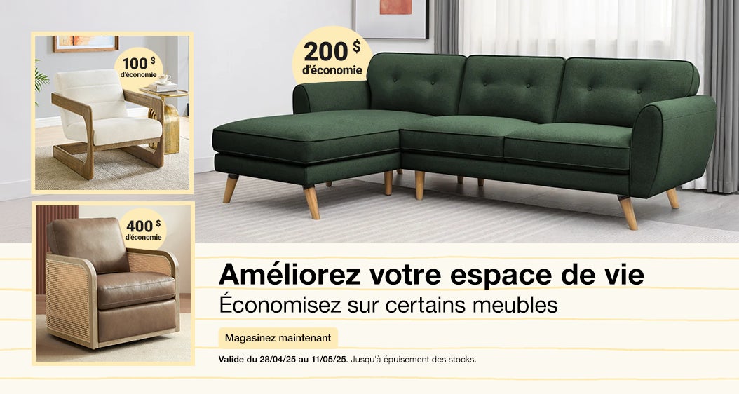 Better your living space. Save on select furniture. Valid 04/28/25 to 05/11/25. While quantities last. Shop Now. 
