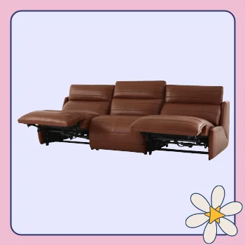 Aiden & Ivy Fabric Top-grain Leather Power Reclining Sectional Sofa.