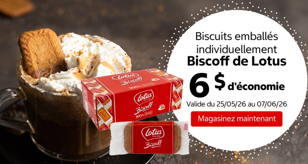 Biscuits emballés individuellement Biscoff de Lotus 6 $ d'économie. Valide du 25/05/26 au 07/06/26. Magasinez maintenant.