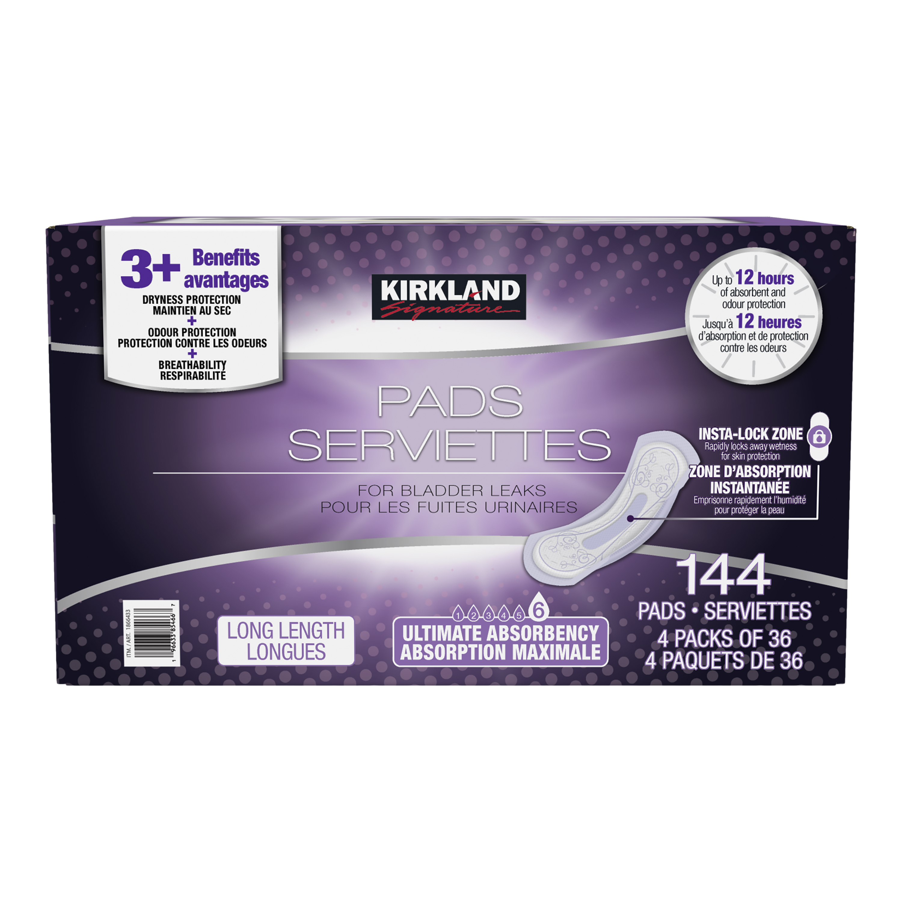 Serviettes pour femmes Kirkland Signature, 4-pqt de 36