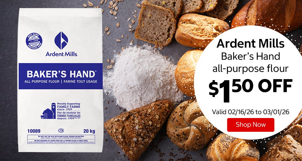 Ardent Mills Baker’s Hand all-purpose flour $1.50 Off. Valid 02/16/26 to 03/01/26. Shop Now 