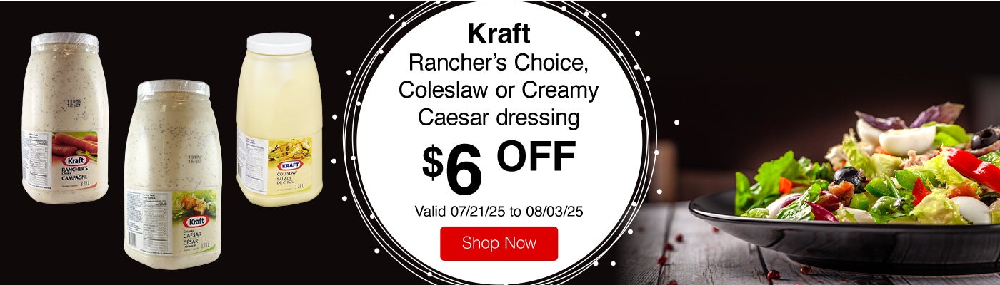 Kraft Rancher’s Choice, Coleslaw or Creamy Caesar dressing. $6 OFF. Valid 07/21/25 to 08/03/25. Shop Now.