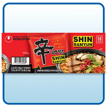 Nongshim Shin Ramyun Noodles with Soup Mix, Gourmet Spicy, 4.2 oz, 18-Count