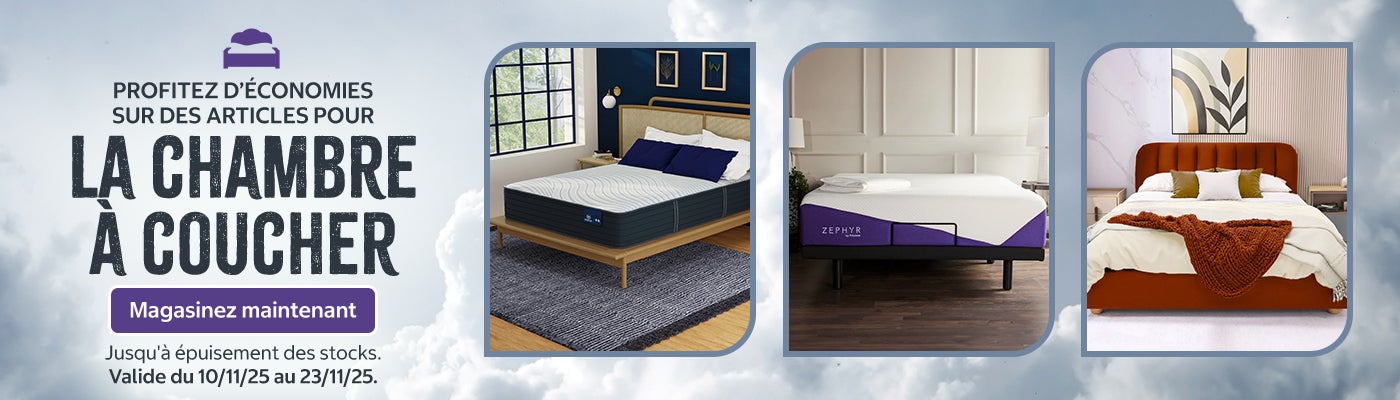 Profitez d’économies sur des articles pour la chambre à coucher  Valide du 10/11/25 au 23/11/25  Jusqu'à épuisement des stocks Magasinez maintenant
