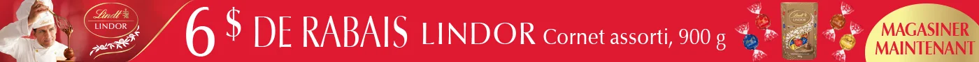 6 $ DE RABAIS LINDOR  Cornet assorti 900 g  Magasinez maintenant Jusqu'à épuisement des stocks