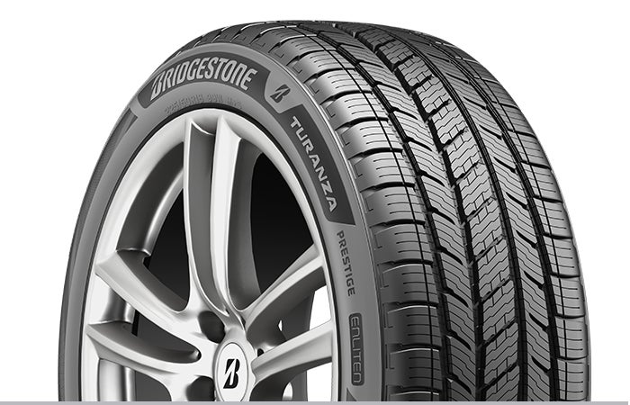 Closeup of a Bridgestone Turanza QuietTrack tire