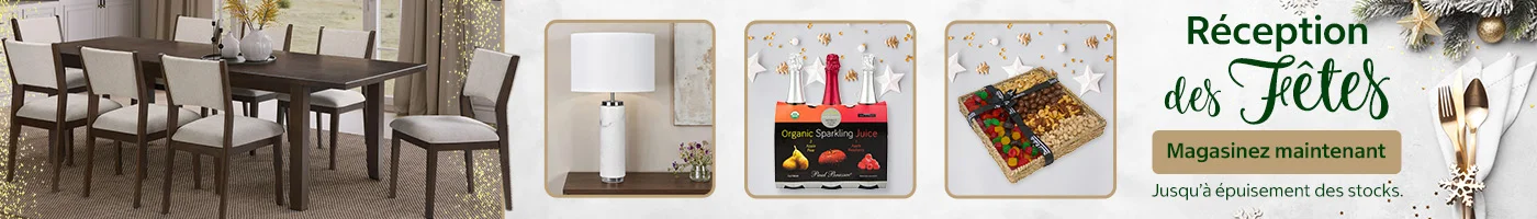 Réception des Fêtes.  Magasinez maintenant. Jusqu’à épuisement des stocks.