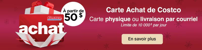 À partir de 50 $ Carte physique ou livraison par courriel Limite de 10 000 $ par jour Magasinez maintenant