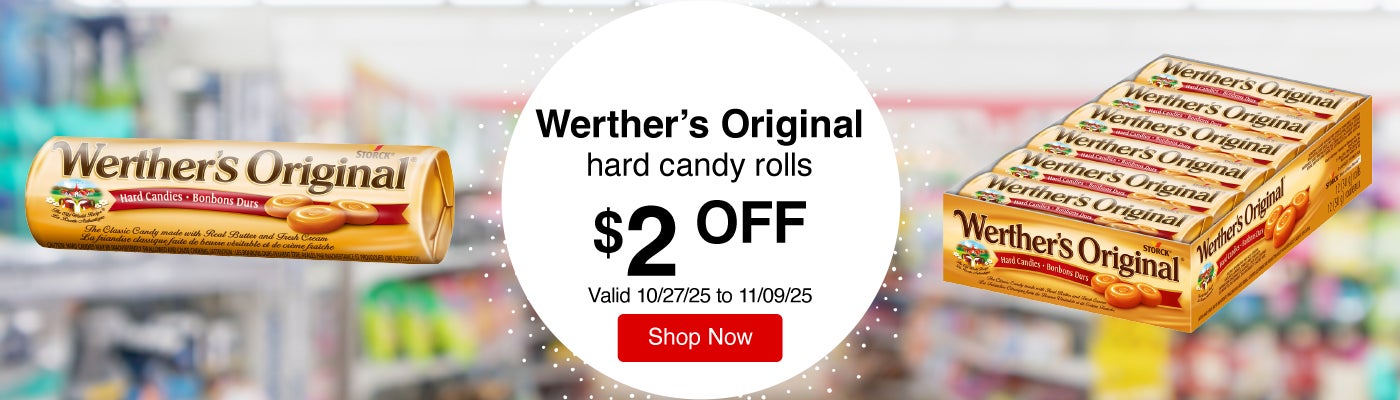 Werther’s Original hard candy rolls $2 Off. Valid 10/27/25 to 11/09/25. Shop Now