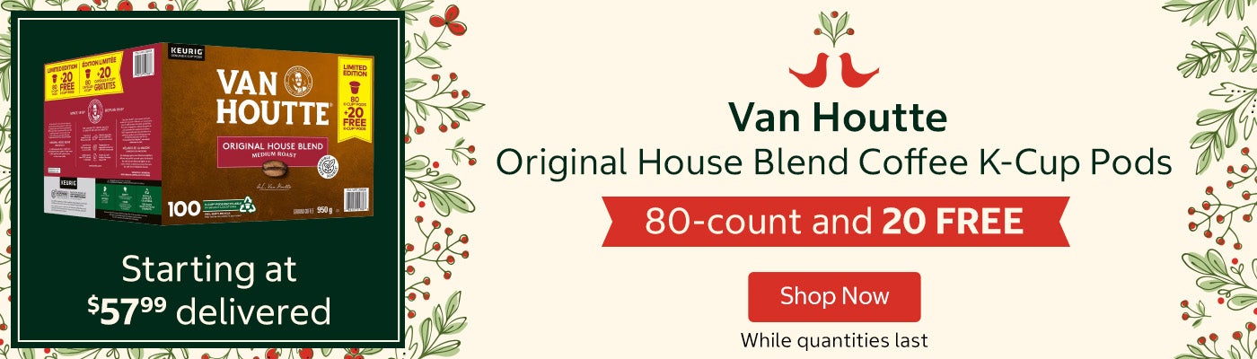 Van Houtte Original House Blend Coffee K-Cup Pods  80-count and 20 FREE Starting at $57.99 delivered Shop Now  While quantities last
