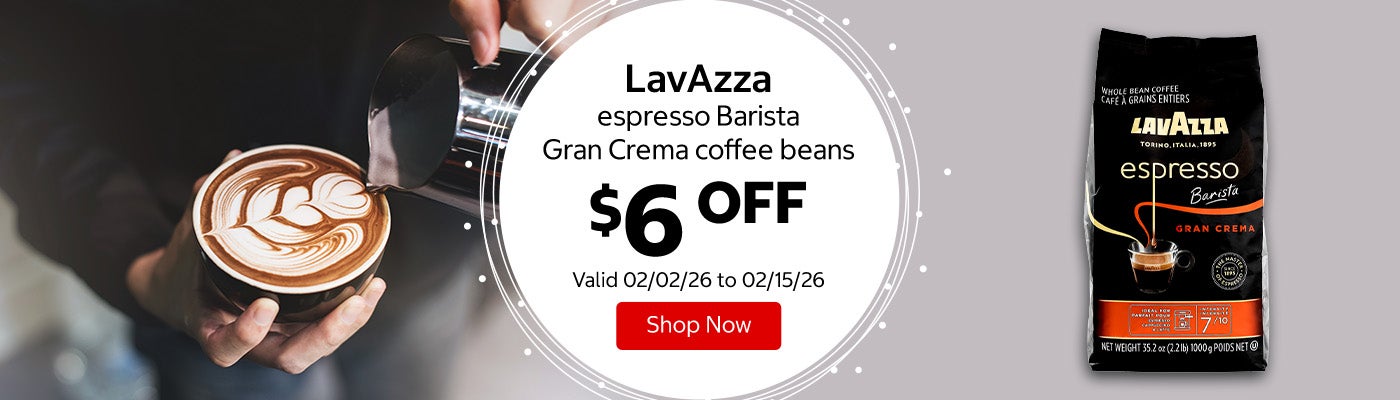 LavAzza espresso Barista Gran Crema coffee beans $6 Off. Valid 02/02/26 to 02/15/26. Shop Now 