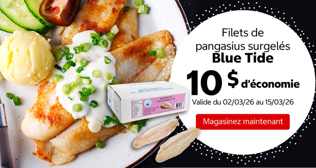 Filets de pangasius surgelés Blue Tide 10 $ d'économie. Valide du 02/03/26 au 15/03/26. Magasinez maintenant.