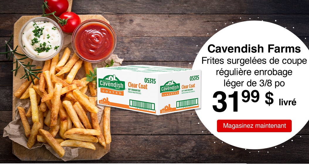 Cavendish Farms - Frites surgelées de coupe régulière enrobage léger de 3/8 po. 31,99 $ livré. Magasinez maintenant.