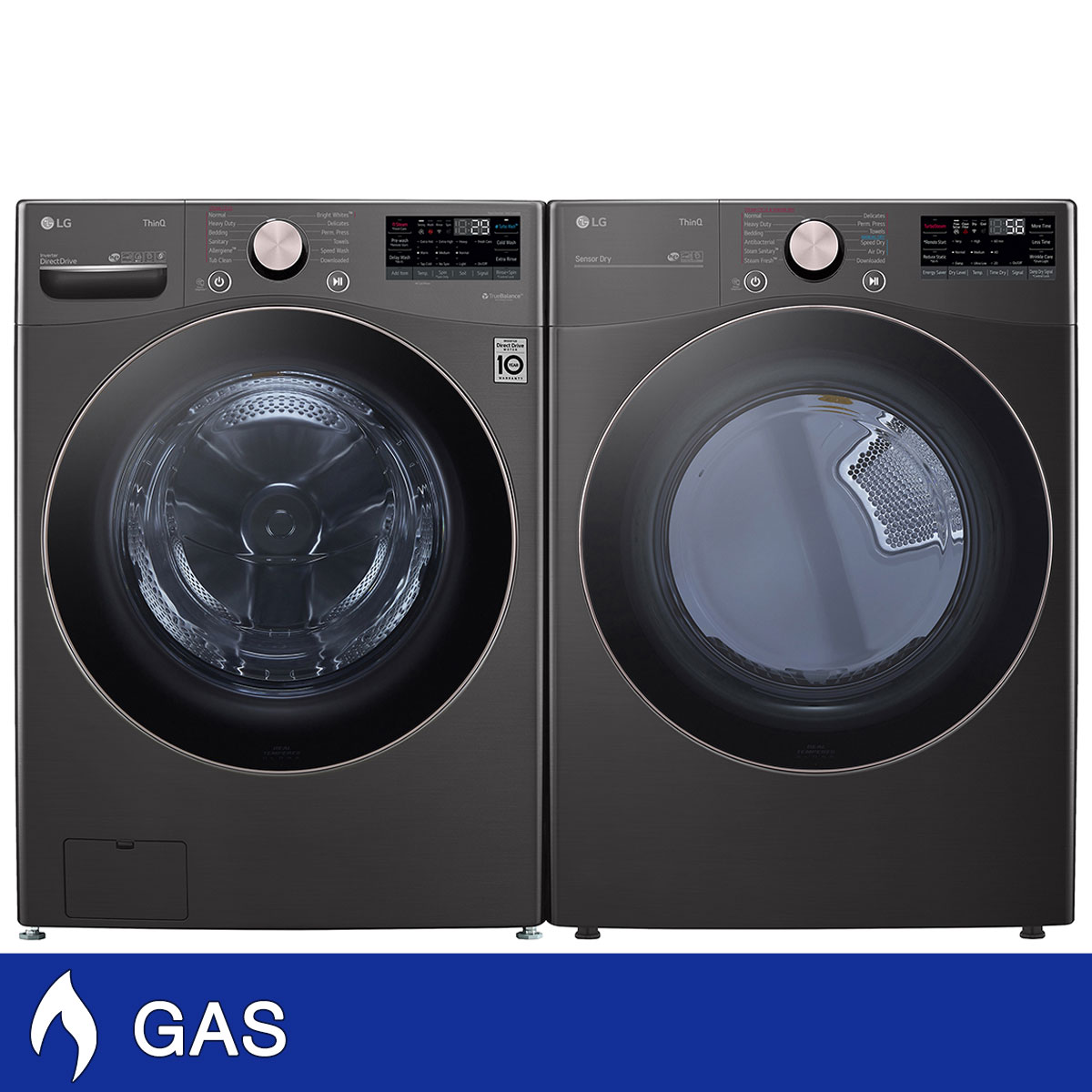 LG 4.5 cu. ft. Front Load Washer with TurboWash 360° and 7.4 cu. ft. GAS Dryer with TurboSteam and Built-In Intelligence