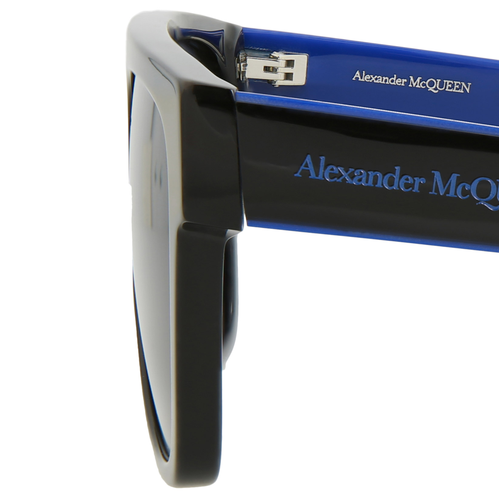 Alexander McQueen Black and Blue Gradient Square Sunglasses Alexander McQueen - AM0449S (001) – Good See Co main image 3