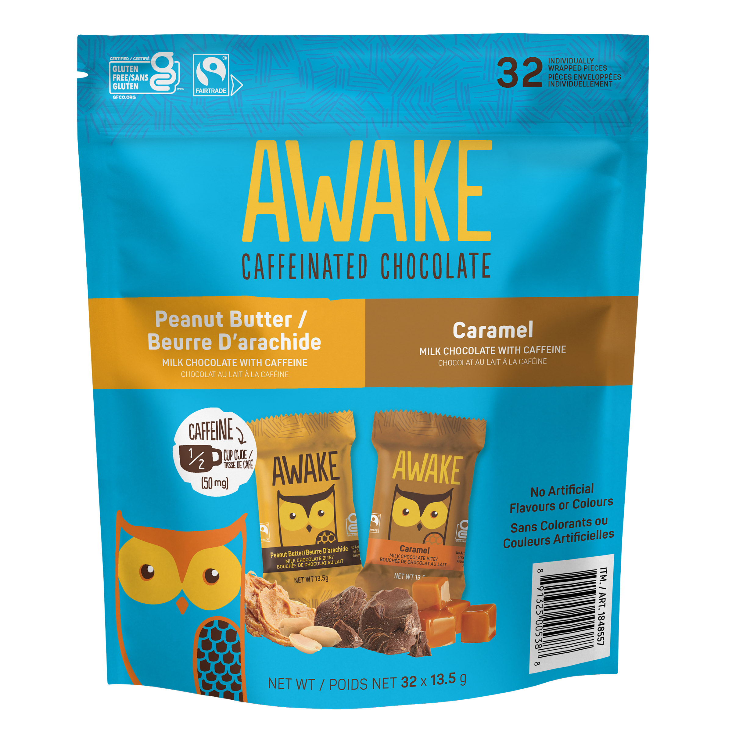 Awake Caffeinated Chocolate, Variety Pack, 32 × 13.5 g
