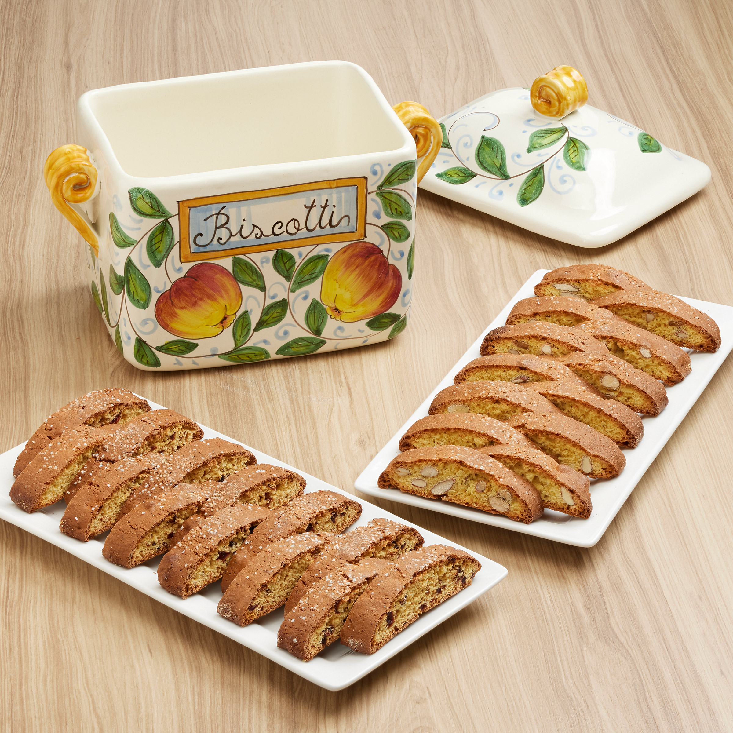 Belli Biscotti Hand Painted Ceramic Jar  Italian Semi Soft Biscotti  2-pack  17.6 oz. total