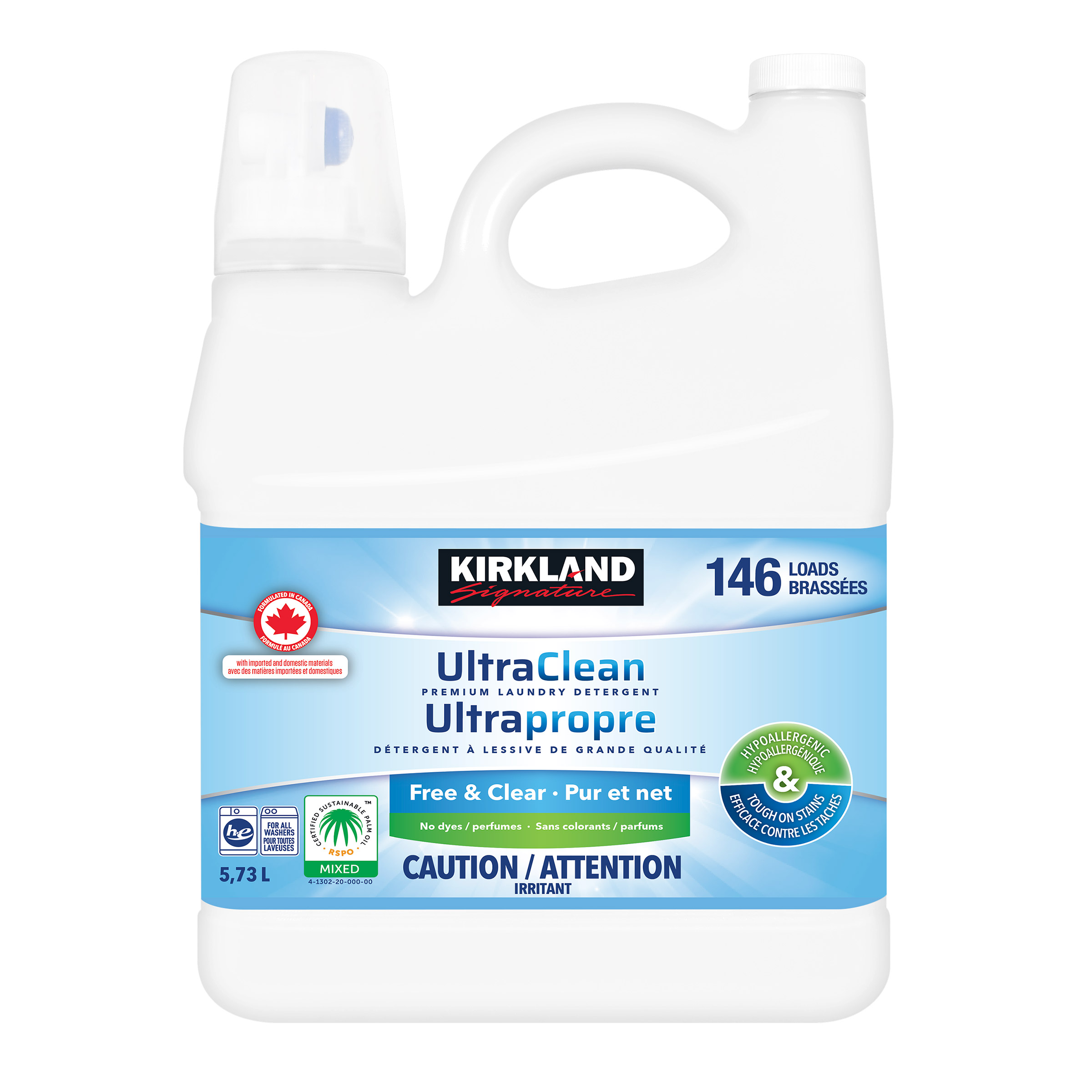 Kirkland Signature Free and Clear Ultra Clean Liquid Laundry Detergent, 146 Wash Loads
