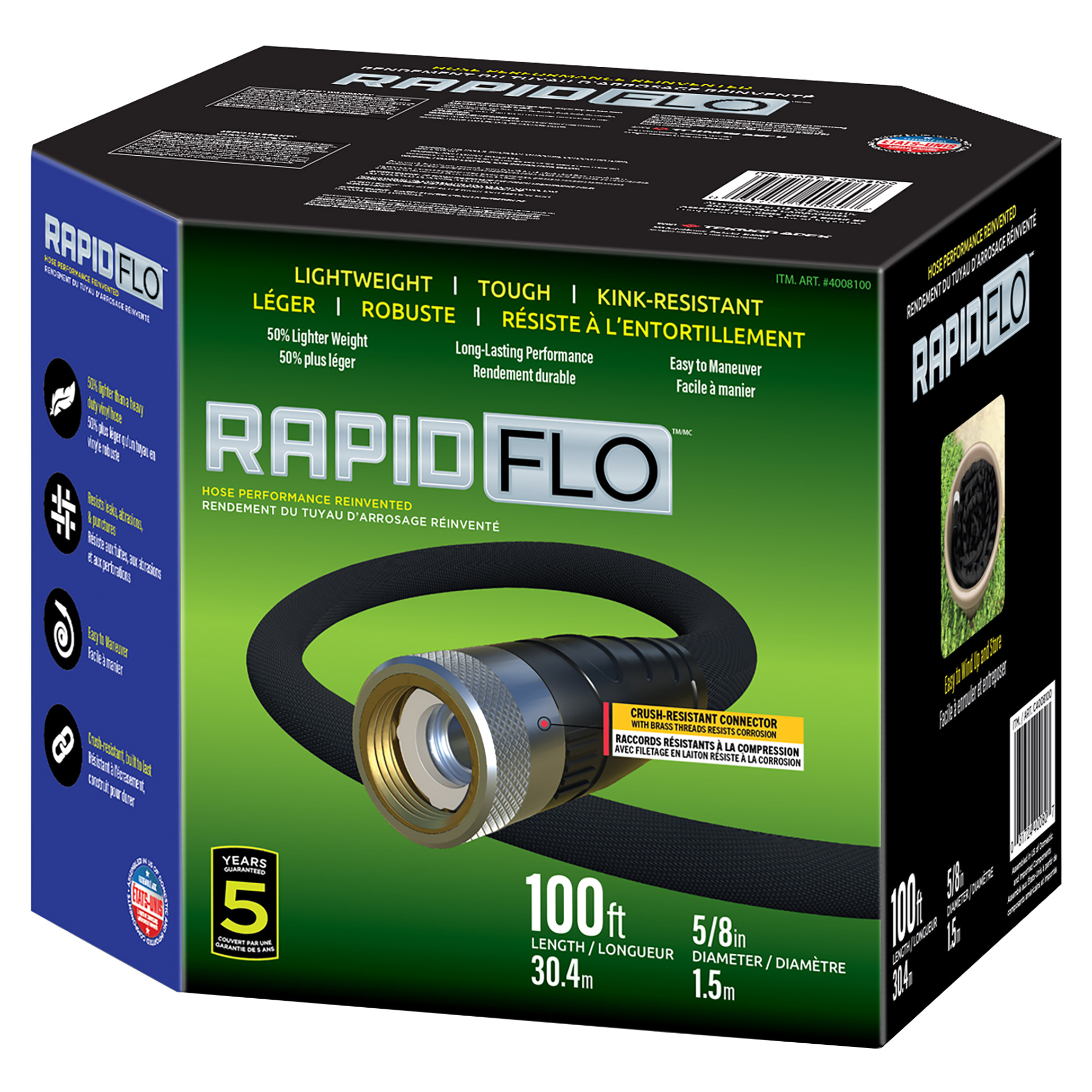 Rapid Flo 30.4 m (100 ft.) Compact Garden Hose