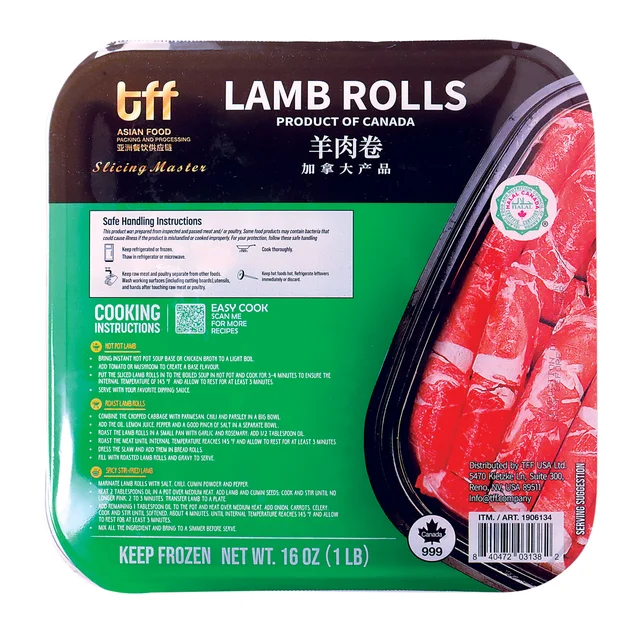 TORONTO FRESH FOODS SLICED LAMB ROLLS 1 POUND