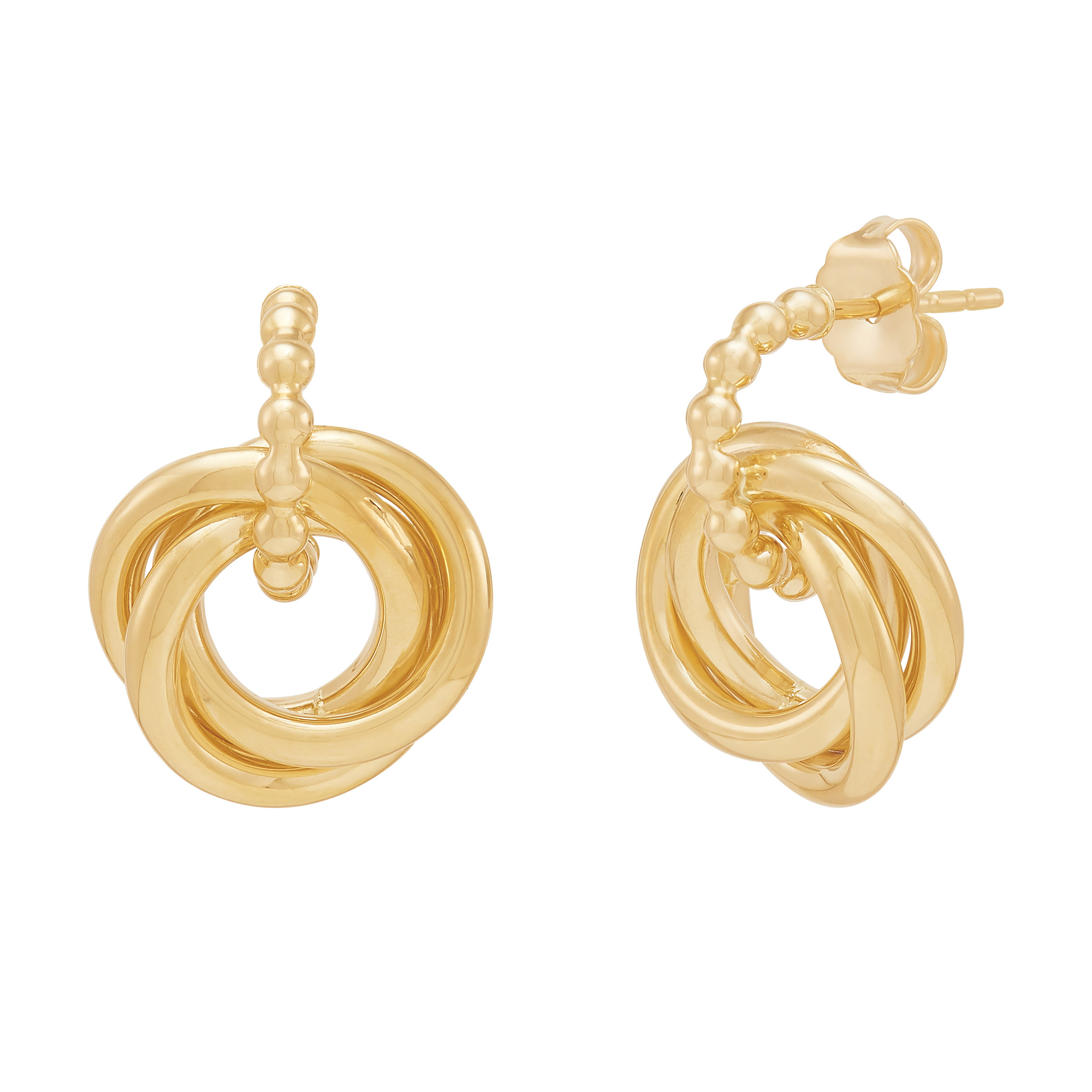 High Polish Love Knot Earrings in Yellow Gold