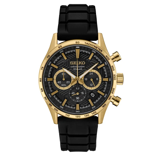 Seiko Essentials Black Dial Chronograph Men's Quartz Watch, 43mm