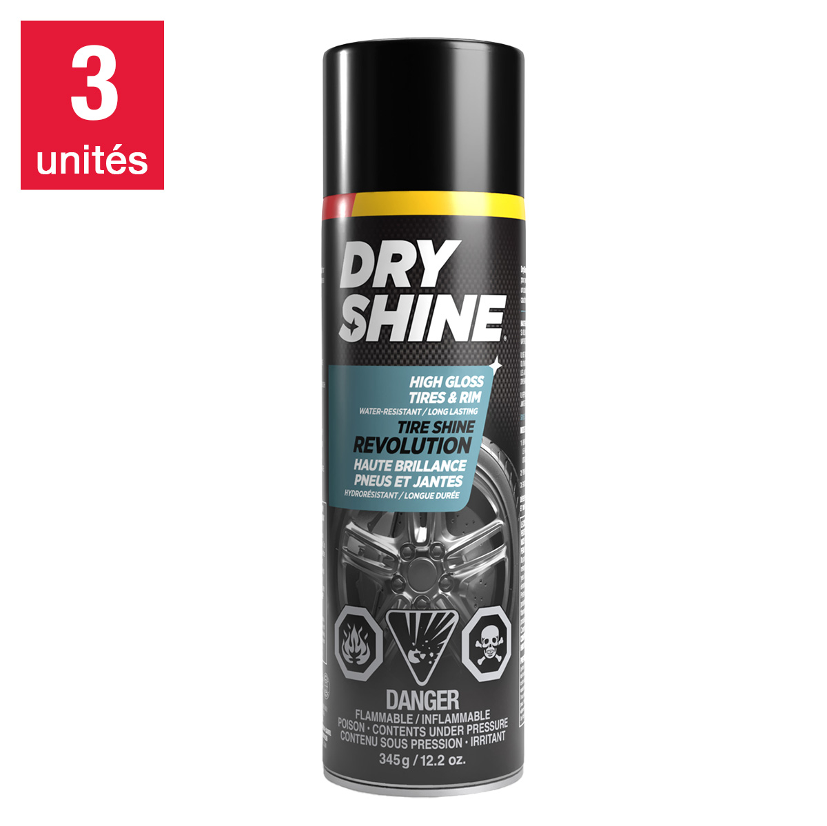 Dry Shine Revolution for Tires and Rims, 3-pack