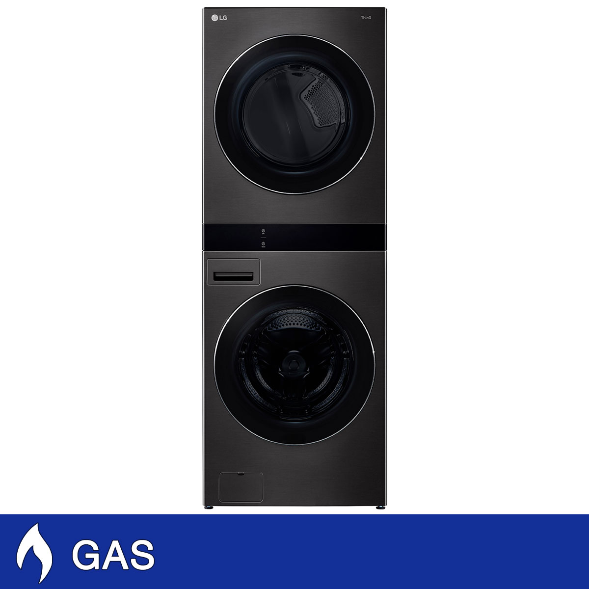 LG WashTower Smart Laundry Center with Center Control 5.0 cu. ft Washer and 7.4 cu. ft. GAS Dryer with TurboSteam in Black Steel