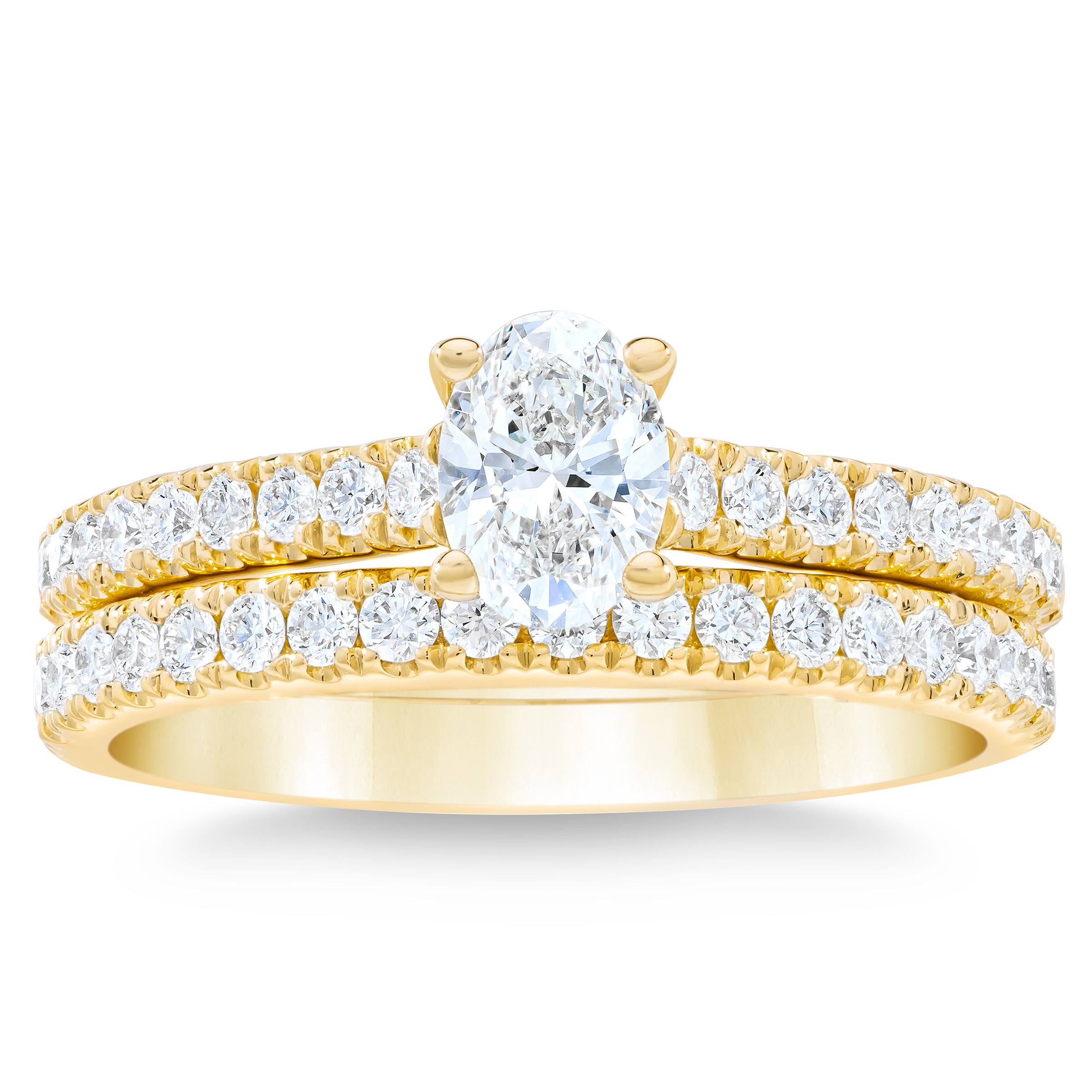 Oval Cut and Round Brilliant Diamond Wedding Set (1.20 ctw)