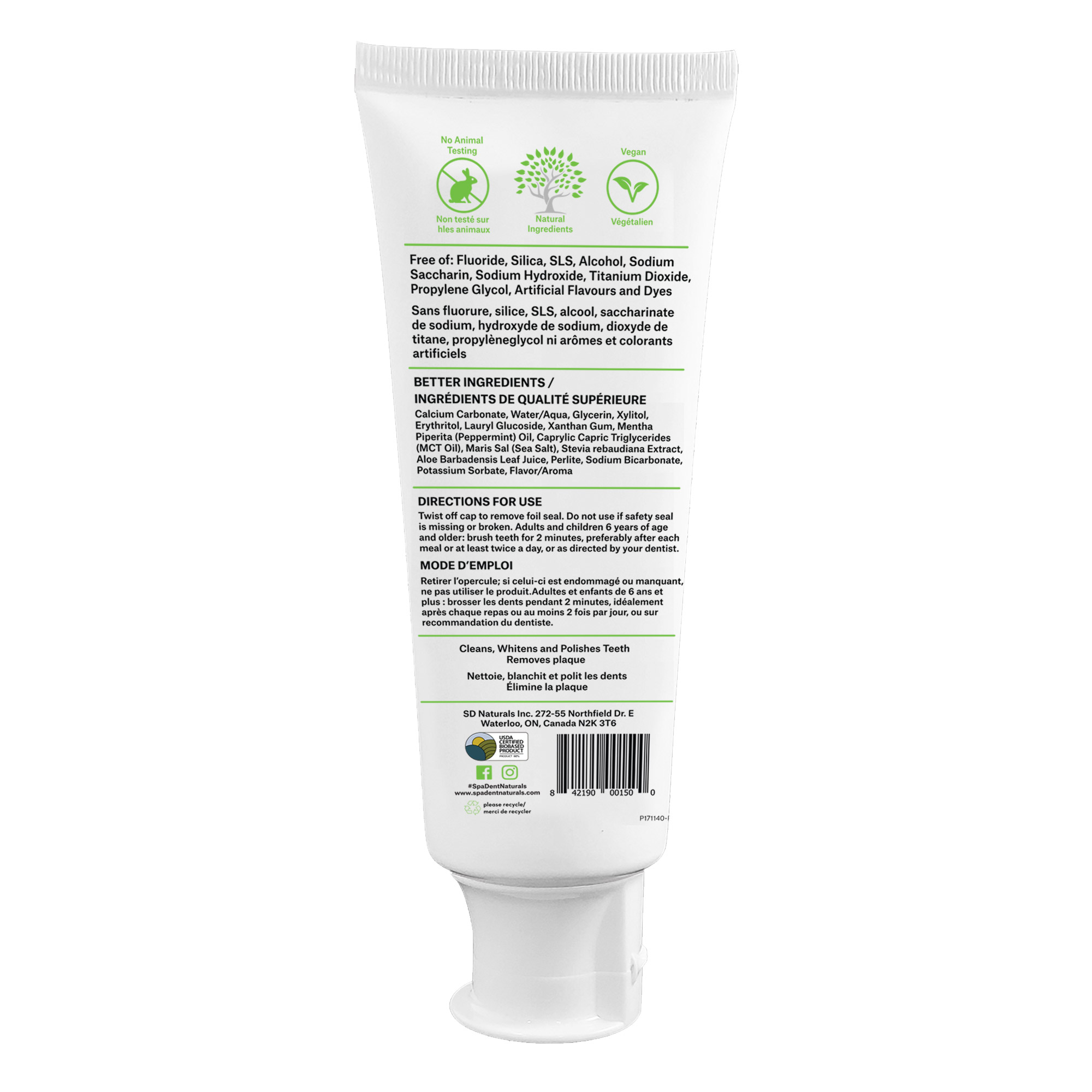 Spa Dent Naturals Total Care Toothpaste - Fresh Mint, 3 x 190 g | Costco