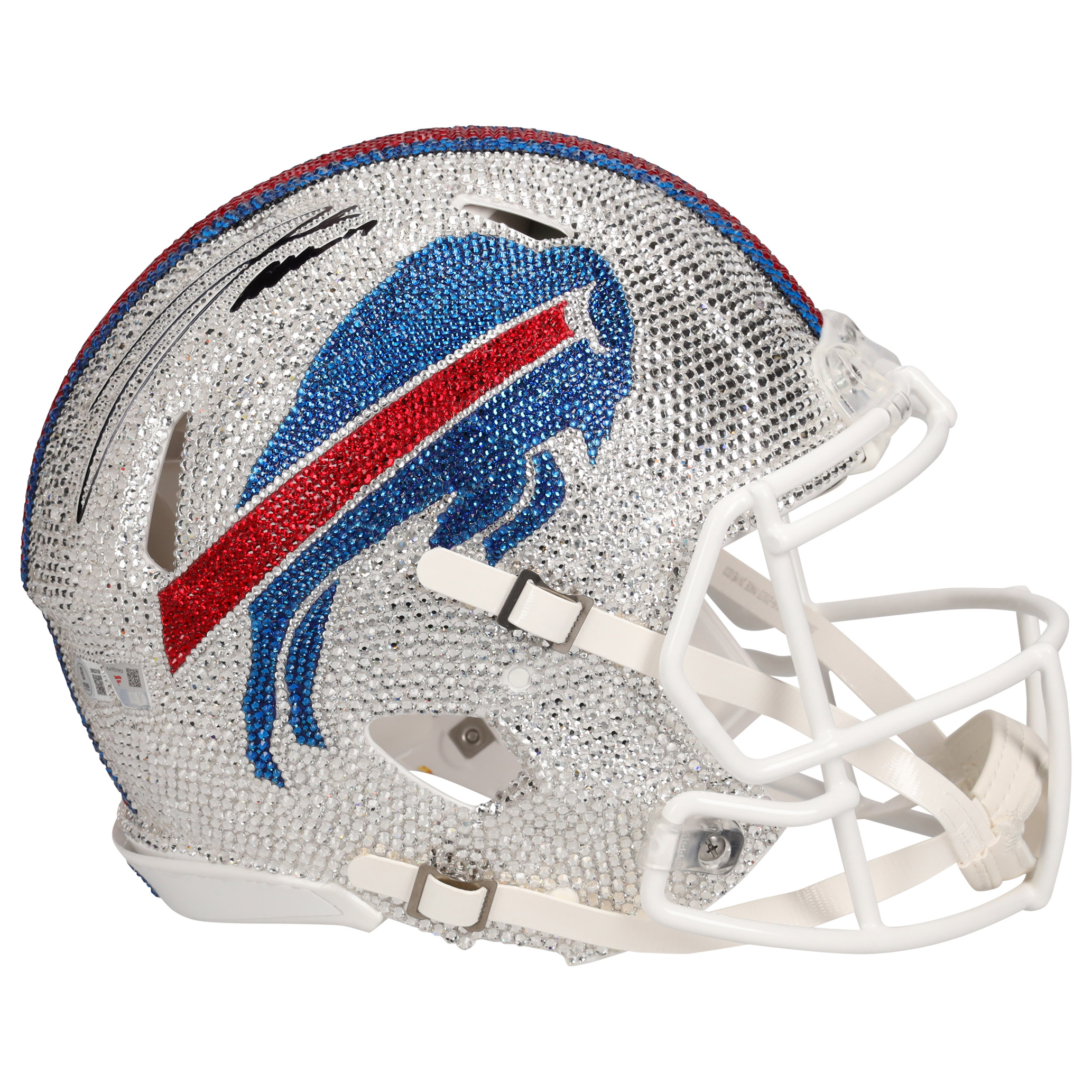 Josh Allen Autographed Buffalo Bills Swarovski Crystal Riddle Speed Authentic Helmet - Art by Rock On Sports