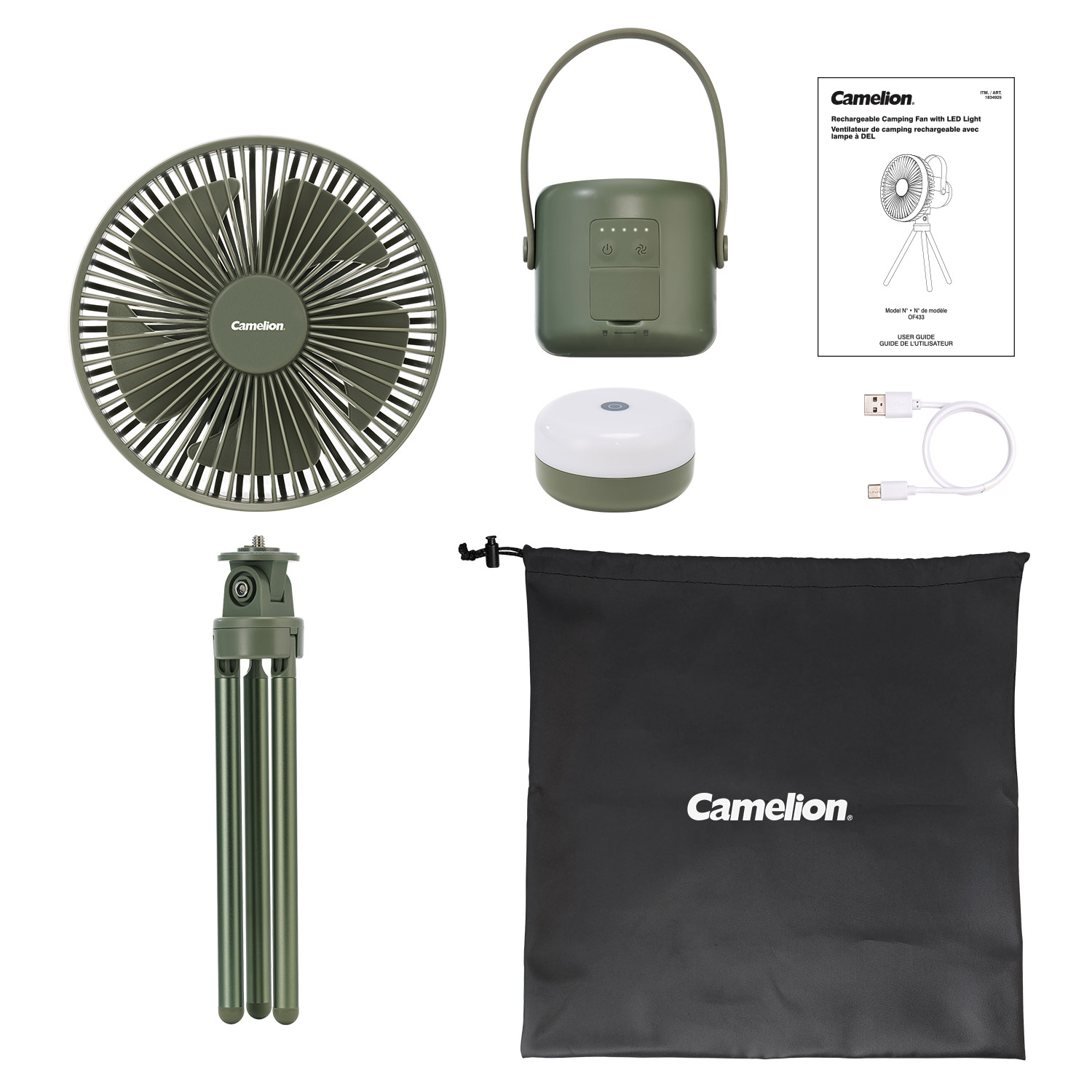 Ventilateur de camping industriel 40000mAh avec télécommande et LED