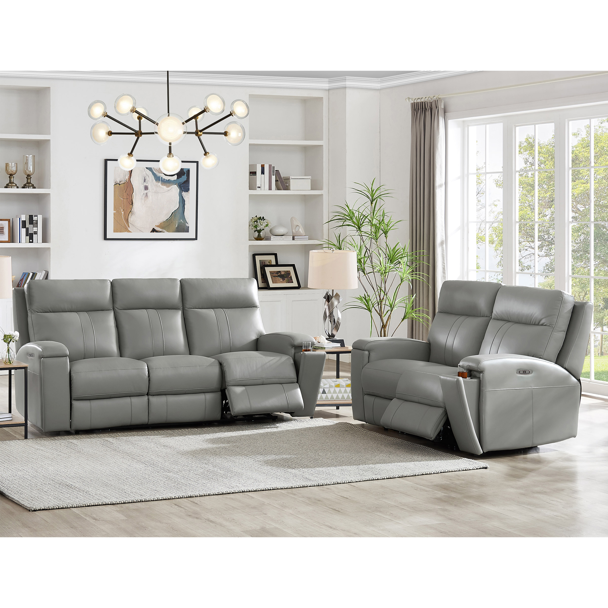 Prospera Home Frasier Top Grain Leather Power Reclining Sofa and Loveseat